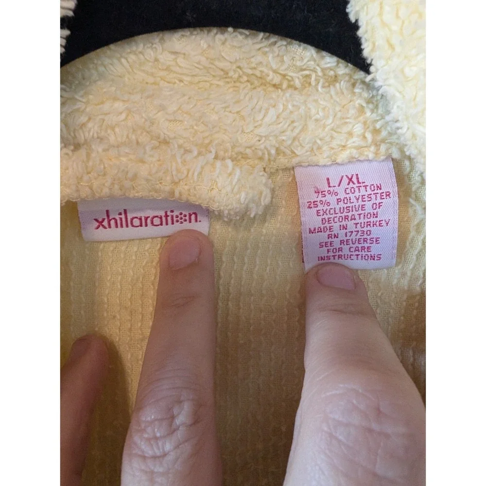 Vintage Y2K Xhilaration Bath Robe Girls L/XL Butter Yellow Kidcore Cat Terry